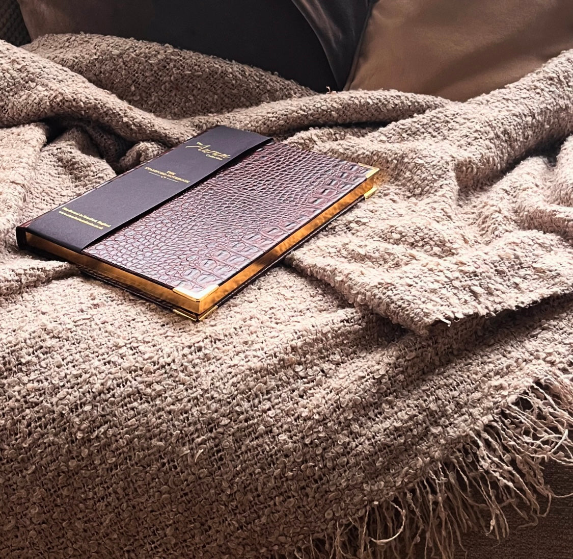 The Aurum Croc Leather Notebook - Oxblood