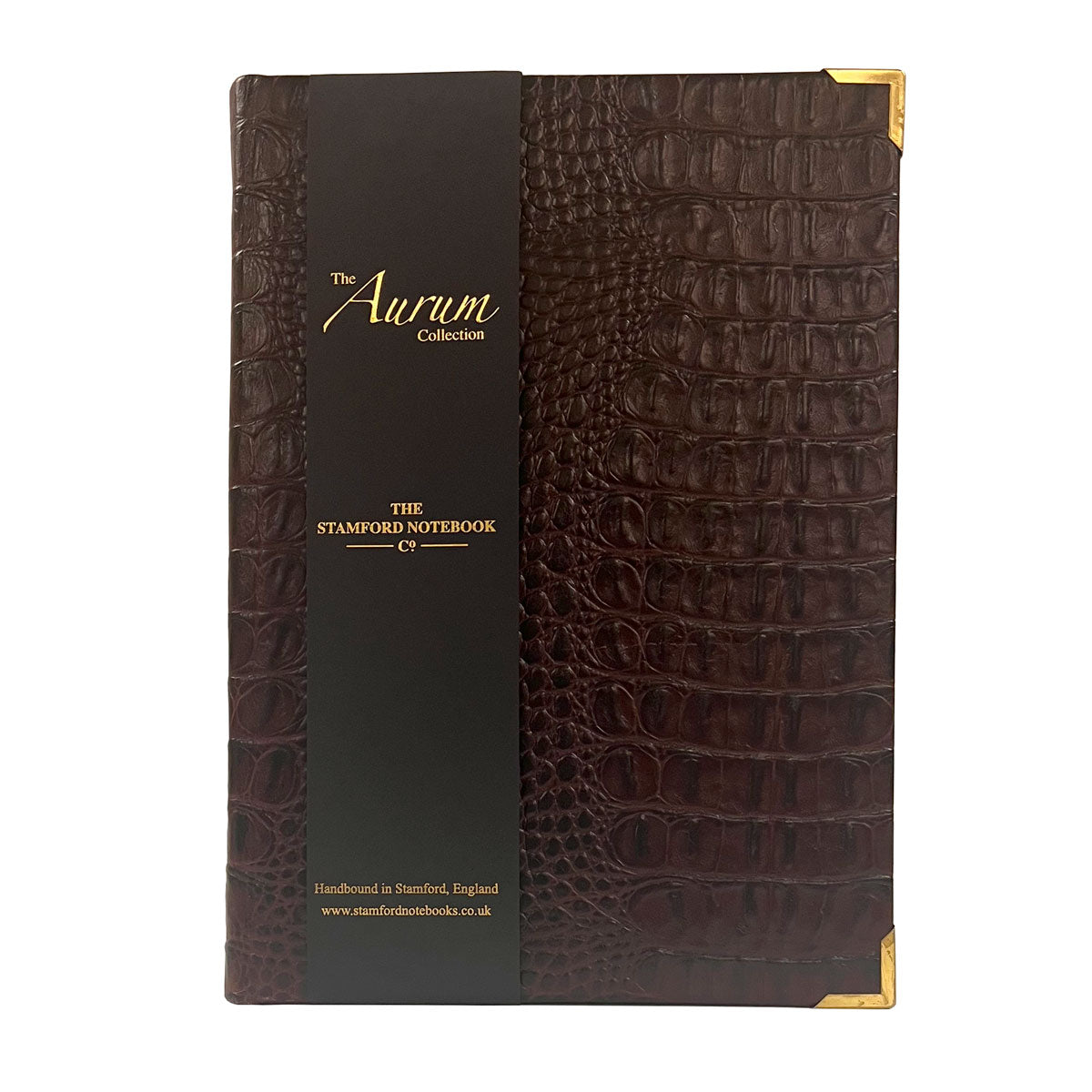 The Aurum Croc Leather Notebook in Cognac