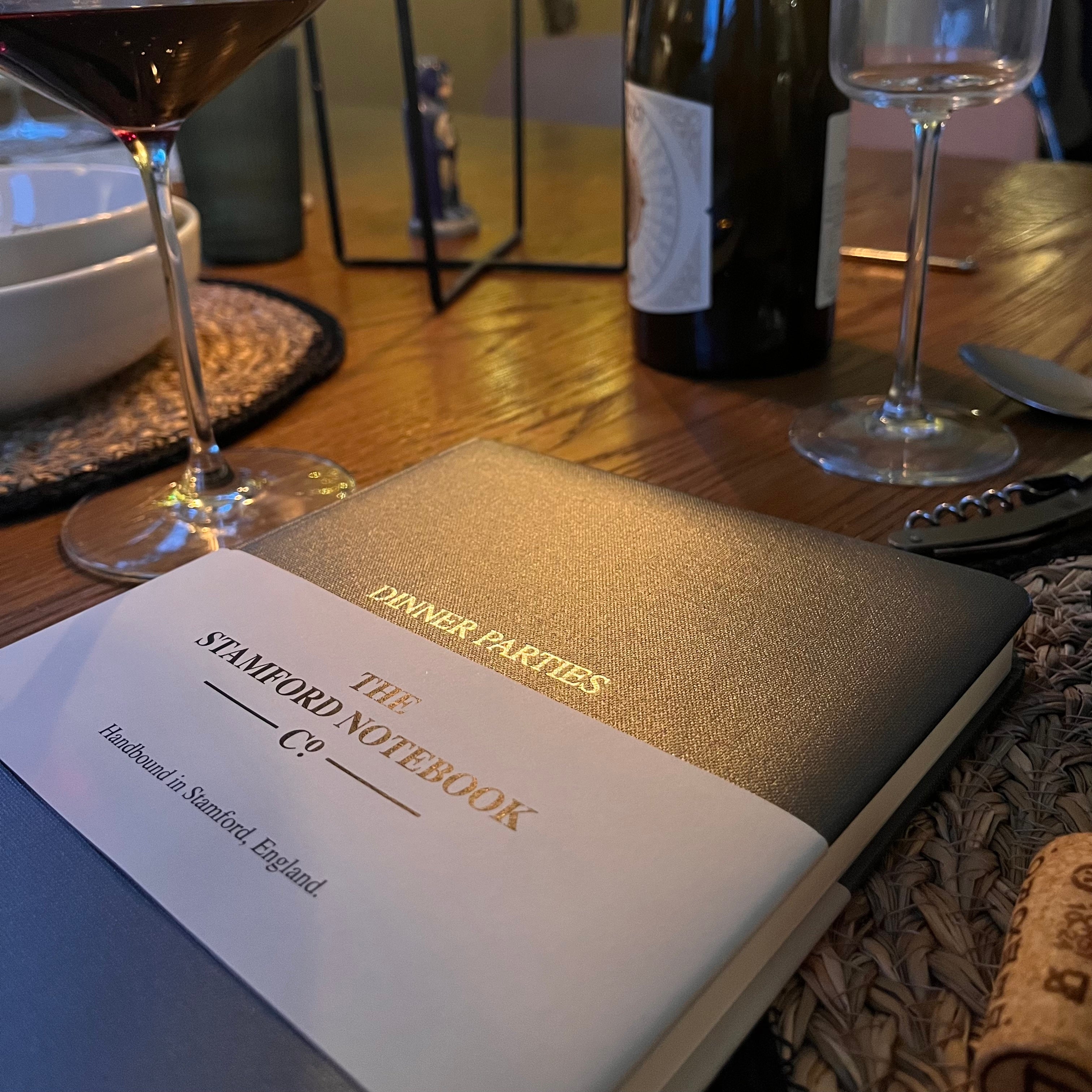 Metallic Buckram Dinner Party Book - Pewter