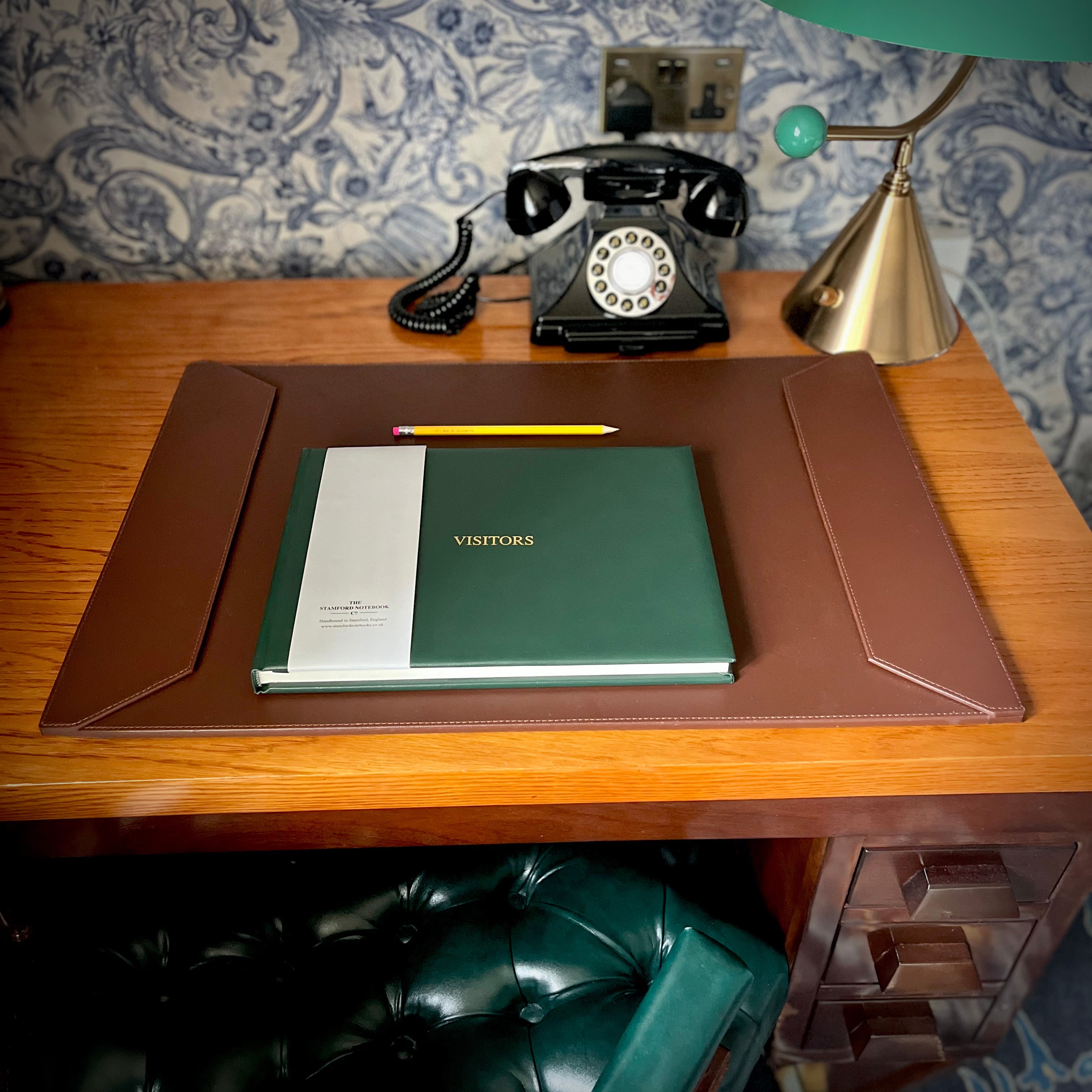 Hand Bound Leather Visitor Book - Green