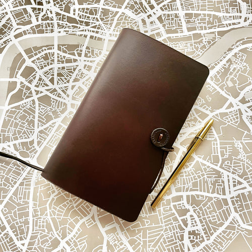 Travellers Refillable Leather Journal Dark Brown
