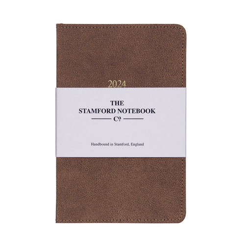 Stitched Vintage Recycled Leather Diary - Chestnut