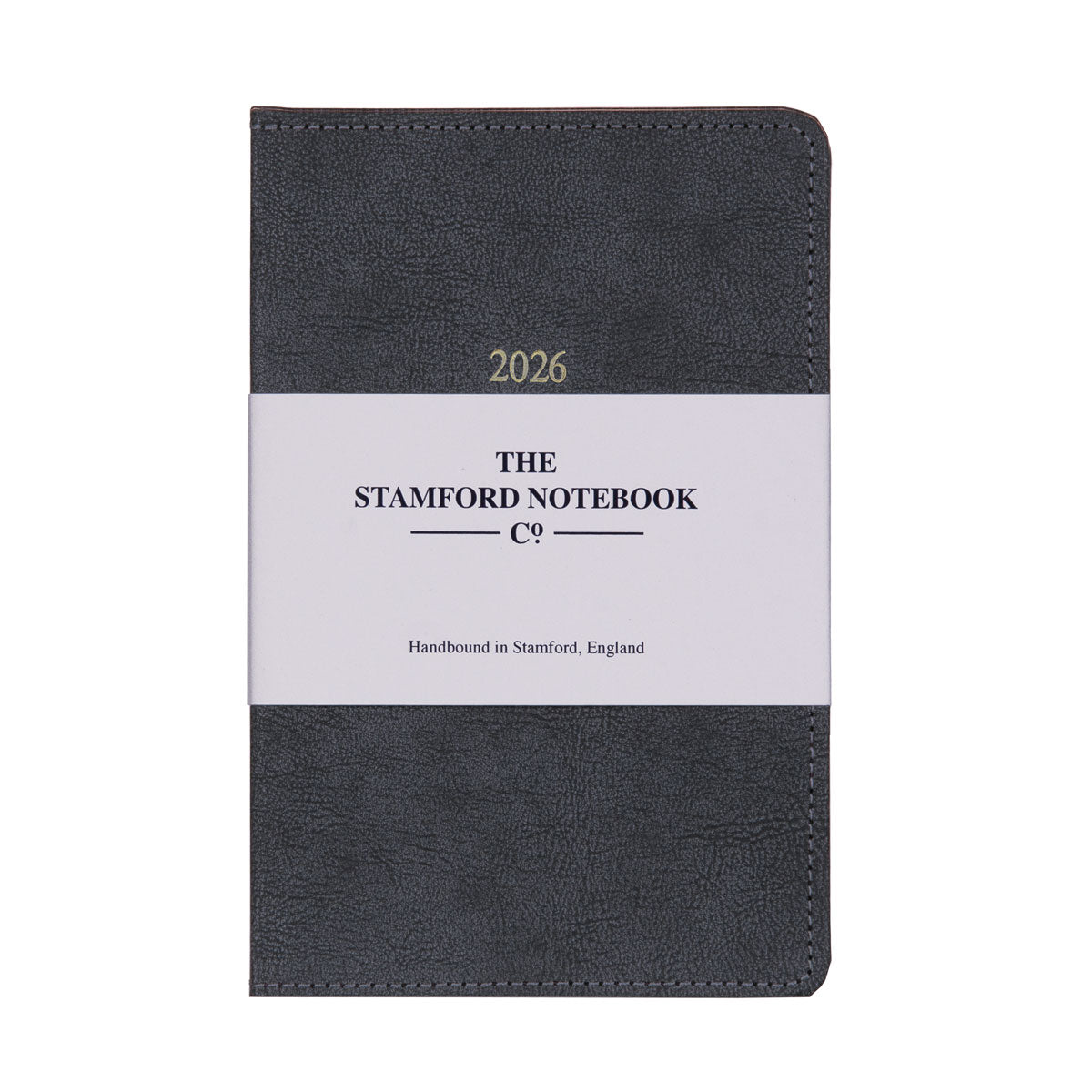Stitched Vintage Recycled Leather Diary - Charcoal