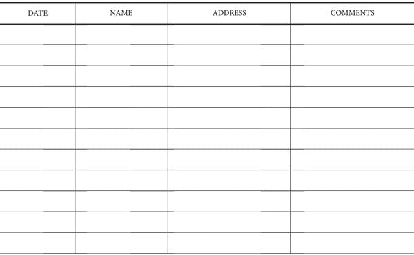 Page Layout of Handbound Visitor Book