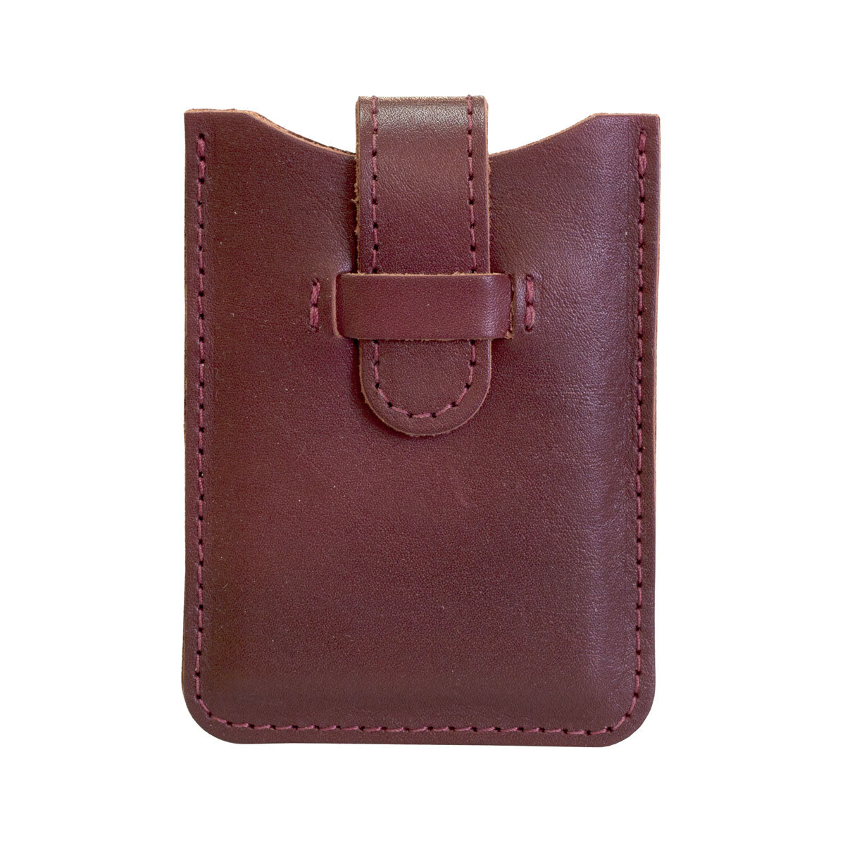 Leather Business Card Holder - Burgundy