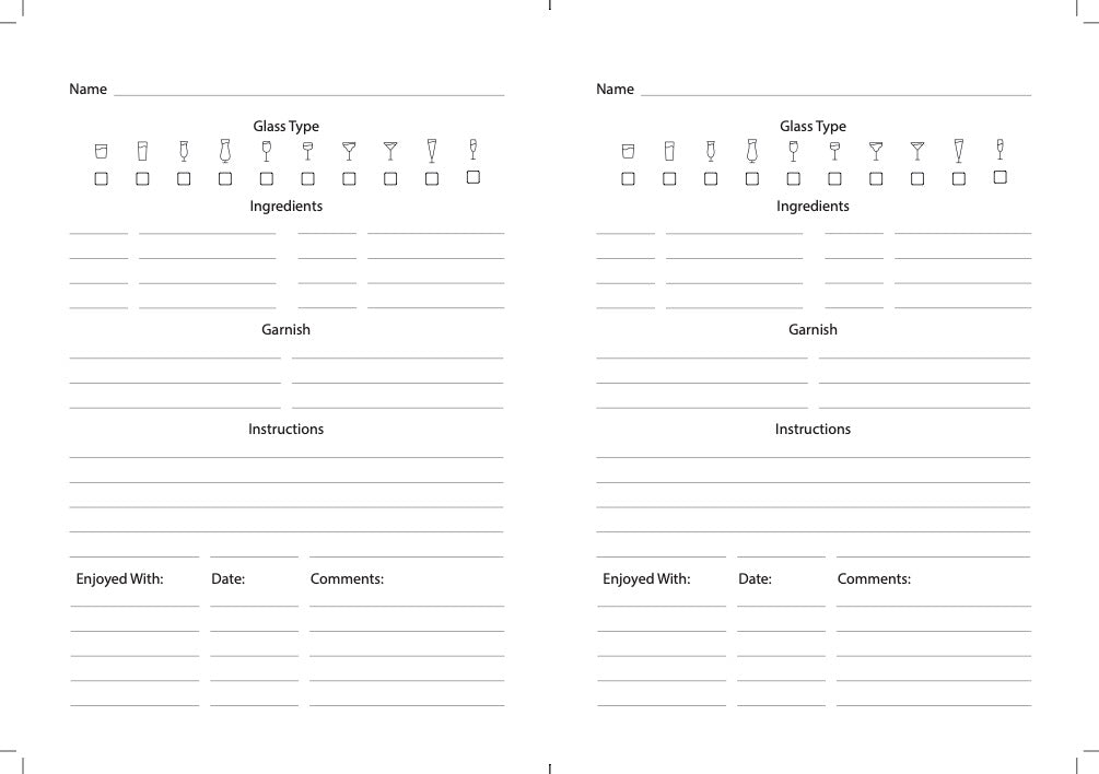 Cocktail Recipe Journal - Gold