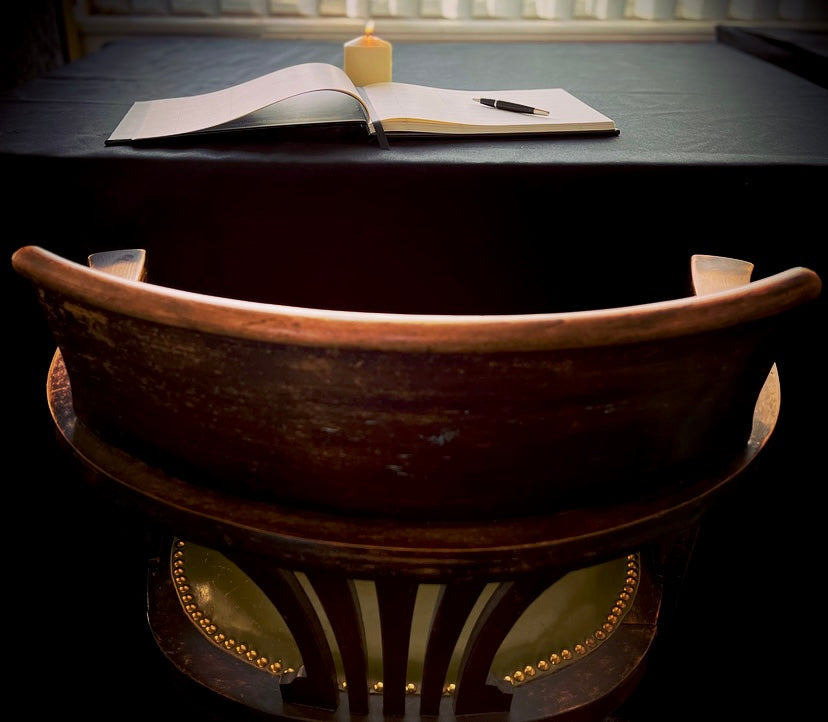 Hand Bound Leather Condolence Book - Black