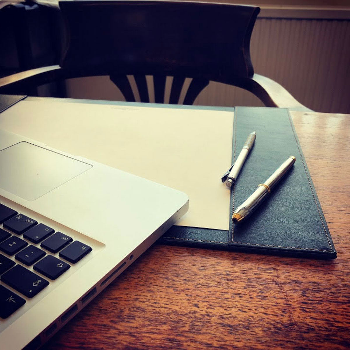 Leather Desk Blotter - Navy Blue