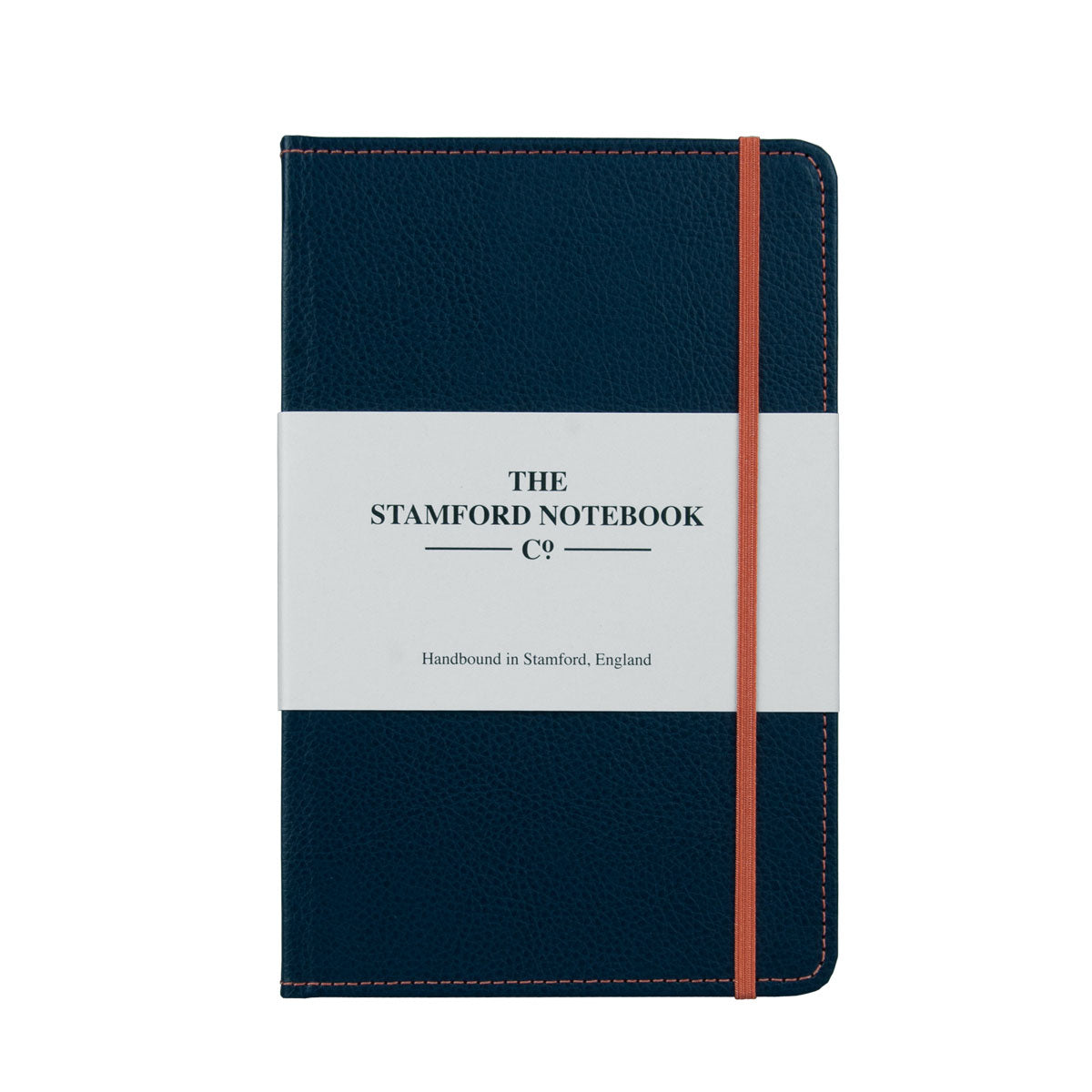 Marine Blue leather notebook with orange stitching