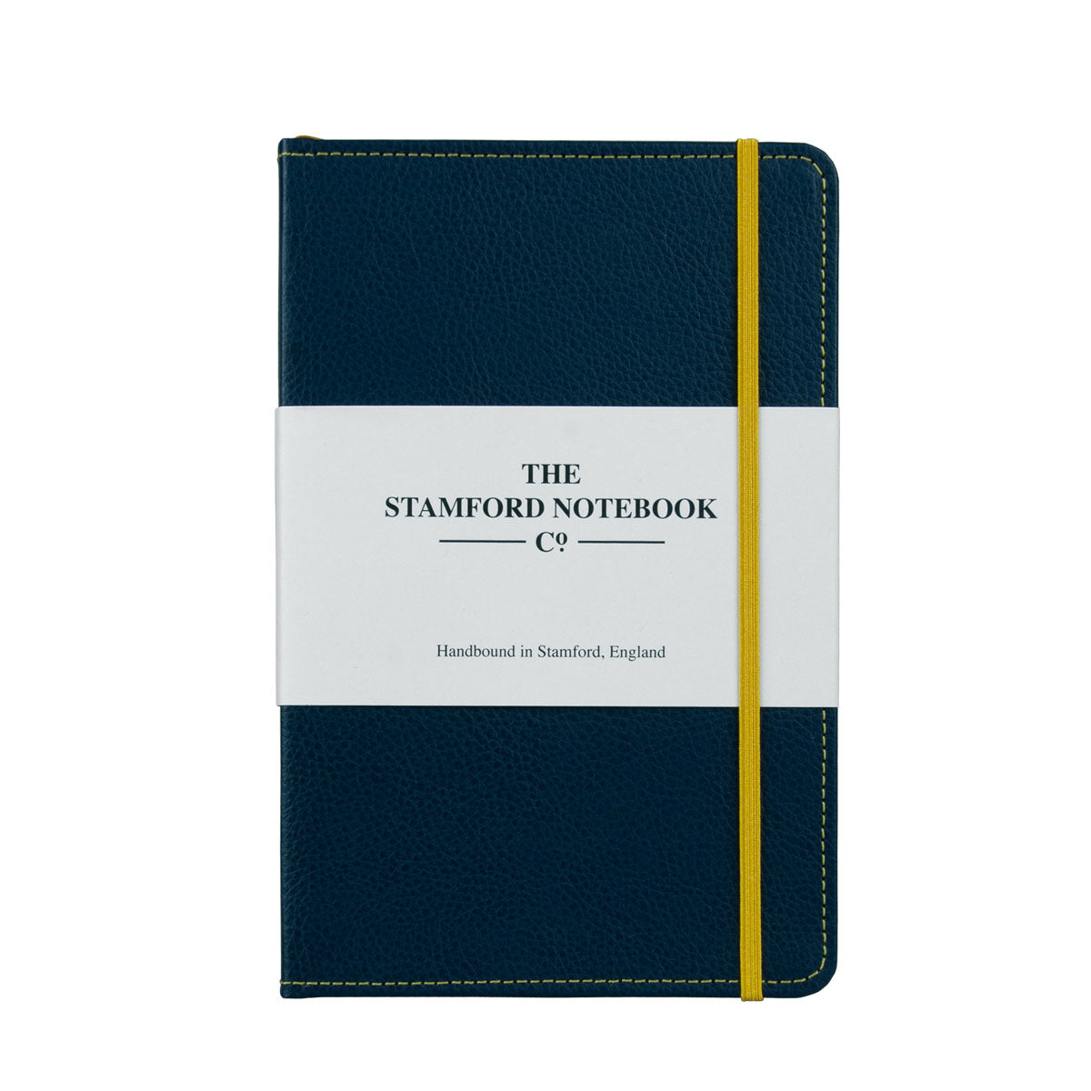 Marine Blue leather notebook with yellow stitching