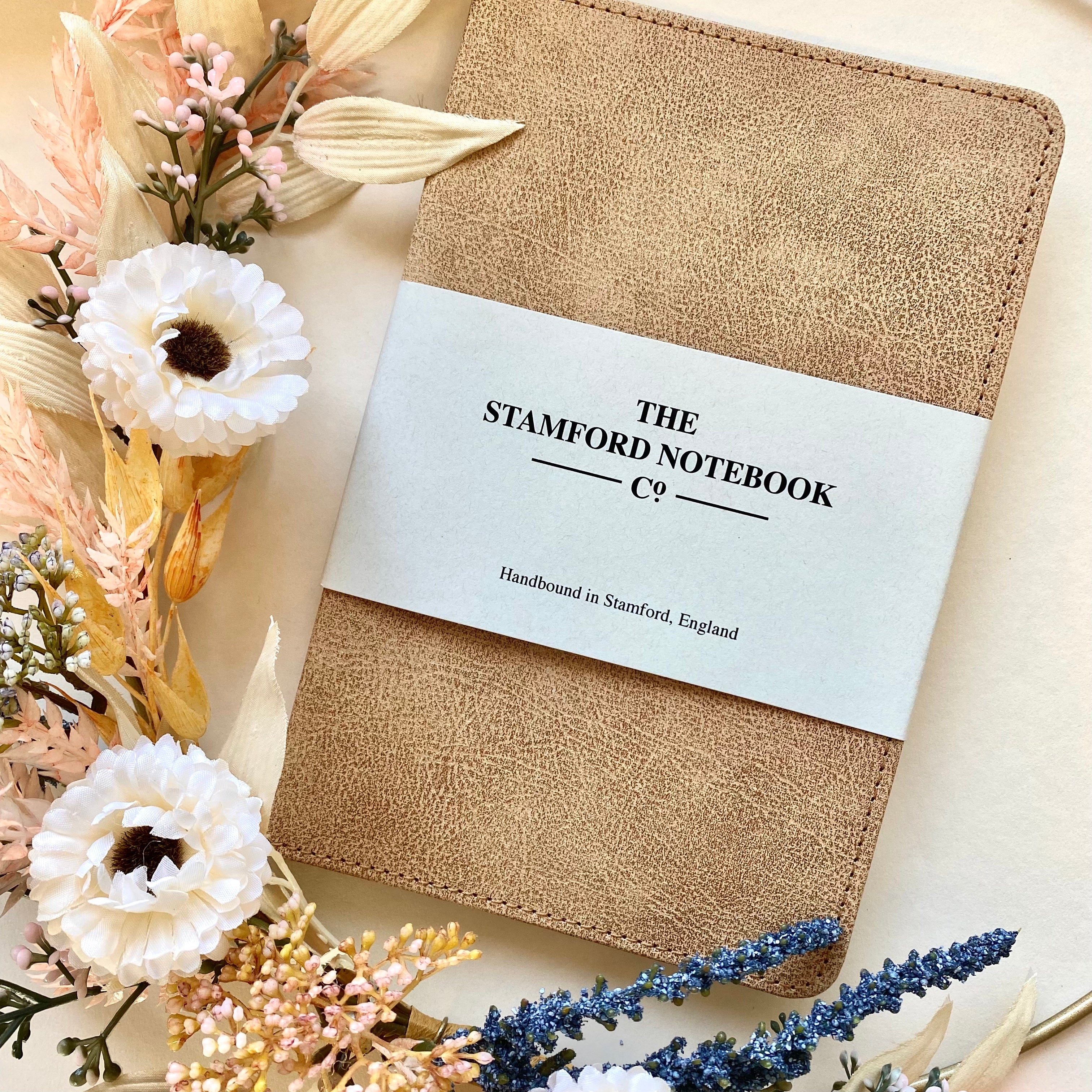 Stitched Vintage Recycled Leather Notebook - Sand