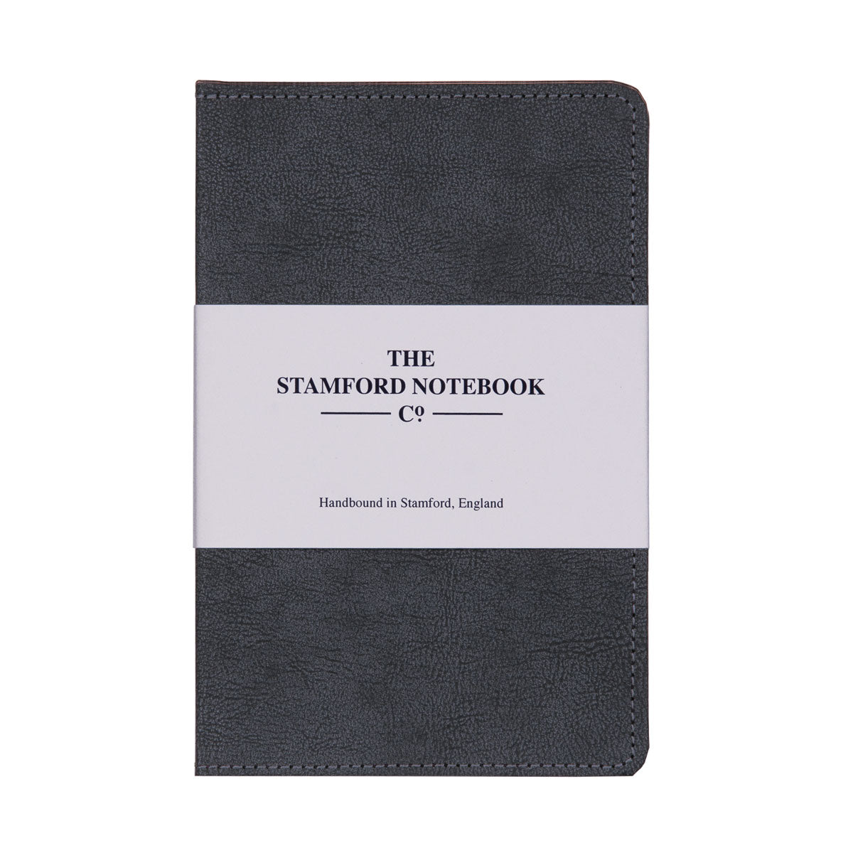 Stitched Vintage Recycled Leather Notebook - Charcoal