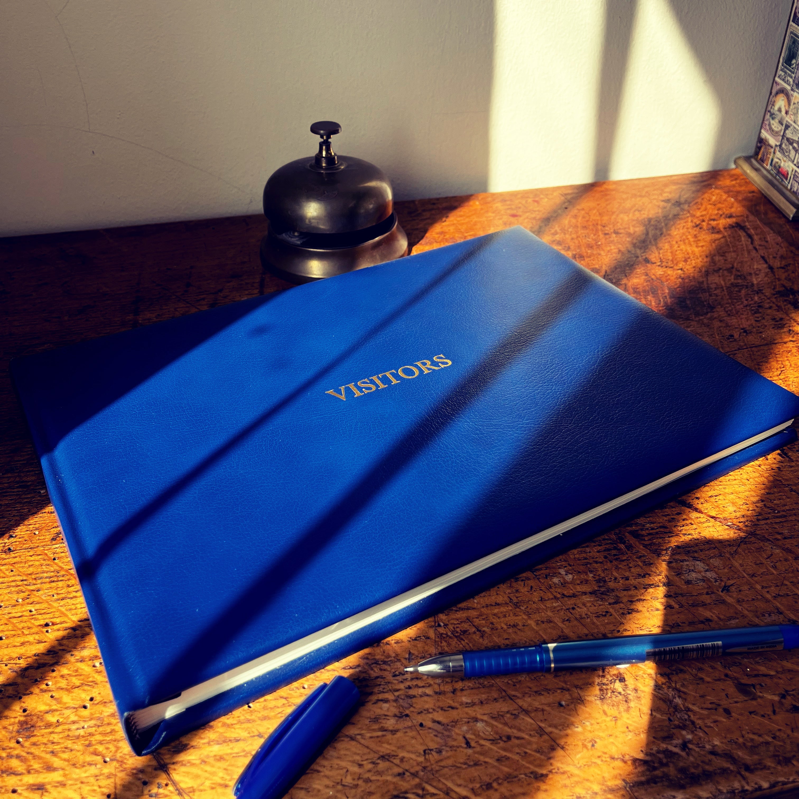 Hand Bound Leather Visitor Book - Royal Blue