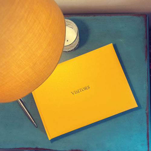 Hand Bound Vibrant Buckram Visitor Book - Yellow
