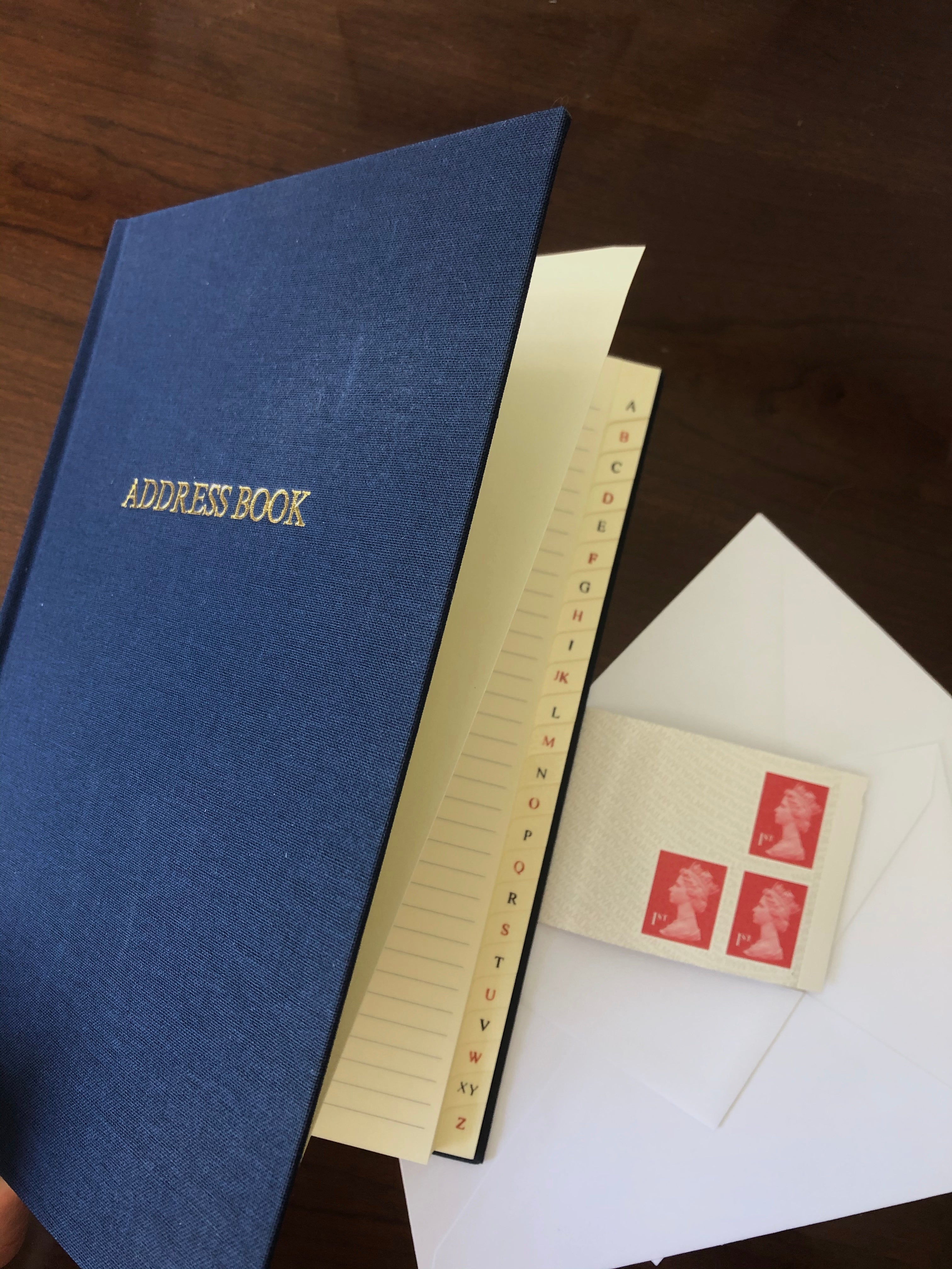 Hand Bound Woven Cloth Address Book - Navy