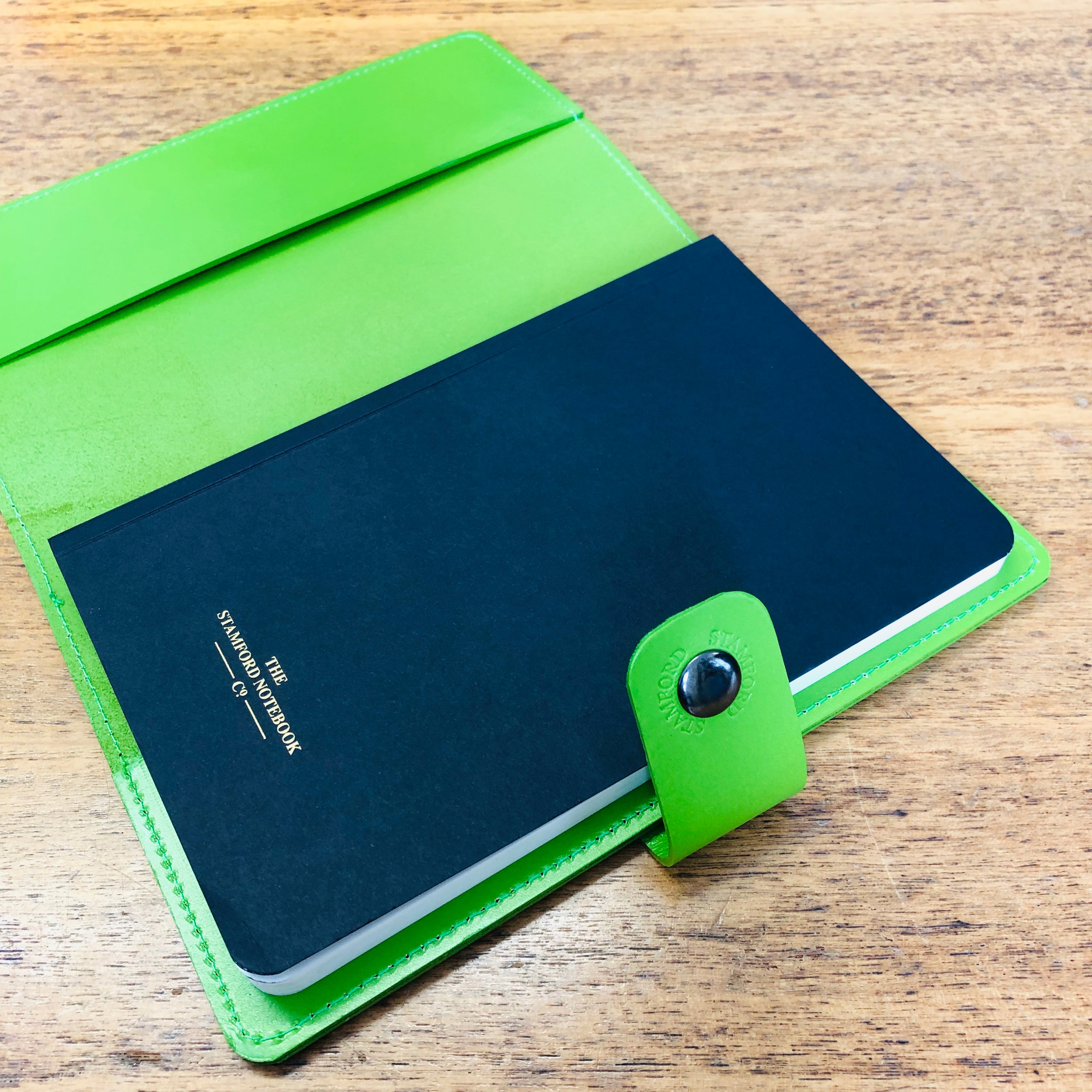 The Burghley Refillable Leather Journal Bright Range - Bright Green