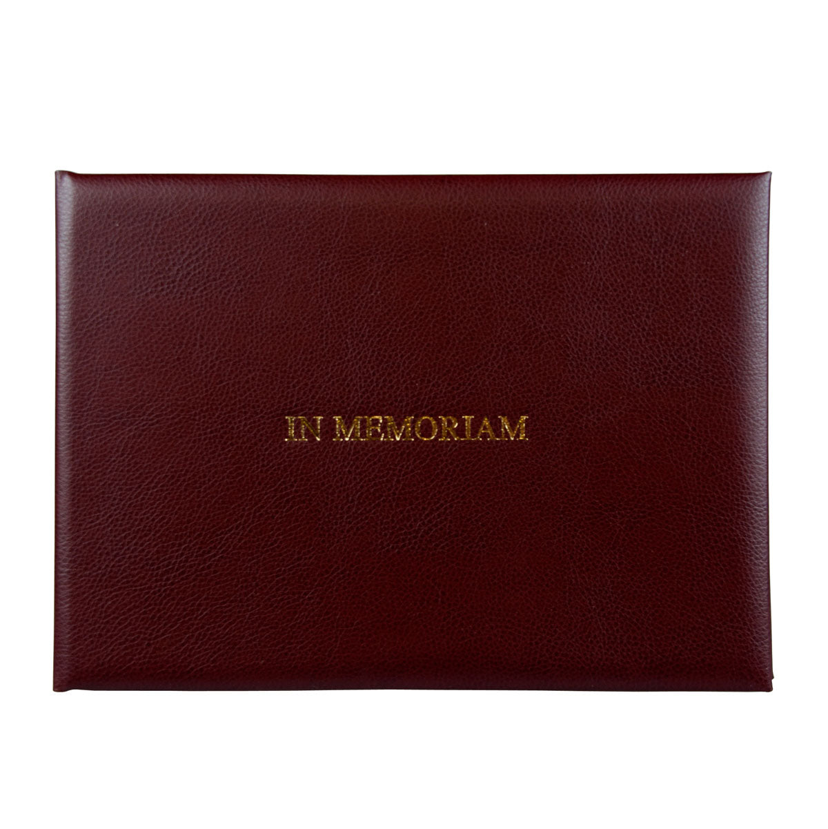 Hand Bound Leather Condolence Book - Burgundy