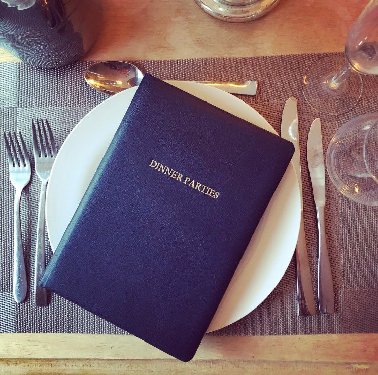 Leather Dinner Party Book - Navy Blue