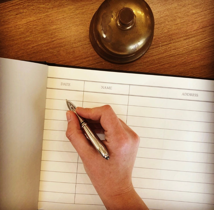 Hand Bound Leather Visitor Book - Dark Brown