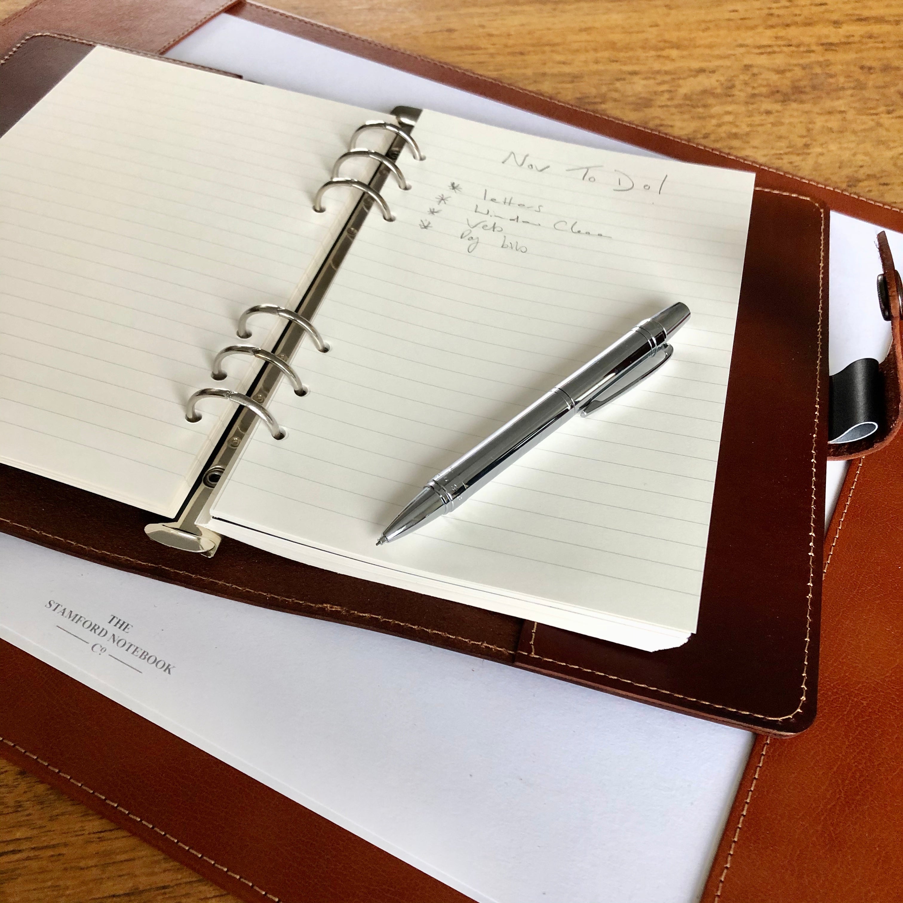leather organiser internal refill ring binder