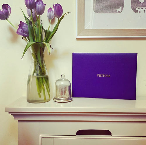 Hand Bound Vibrant Buckram Visitor Book - Purple