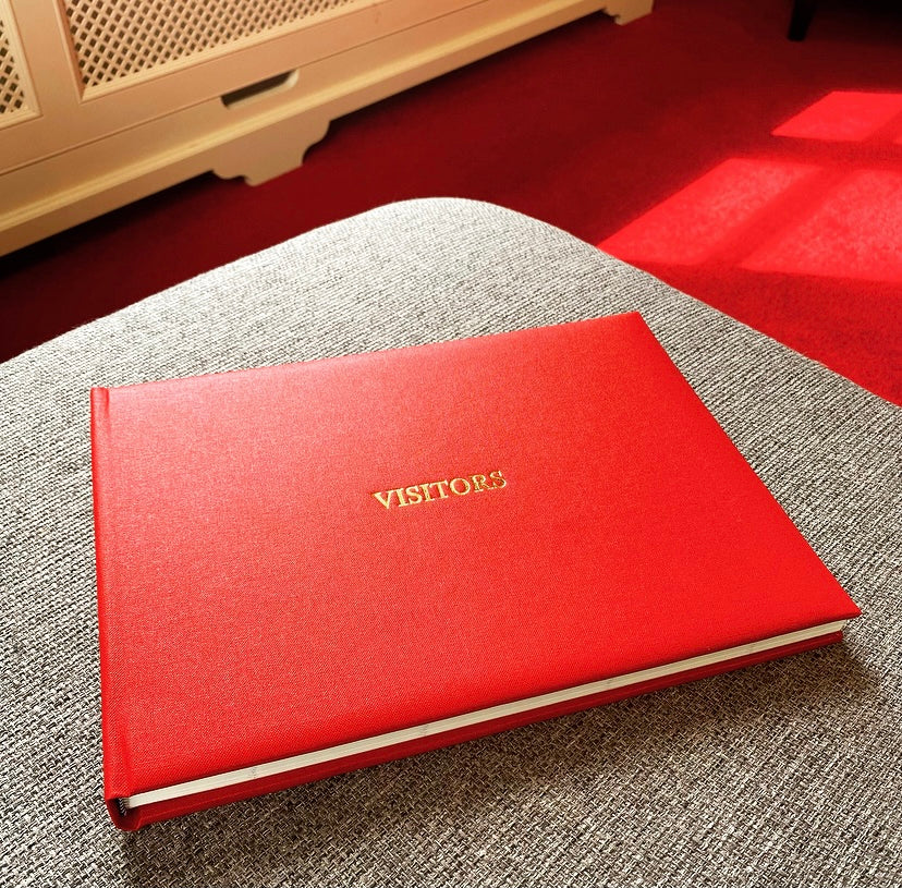 Hand Bound Vibrant Buckram Visitor Book - Red