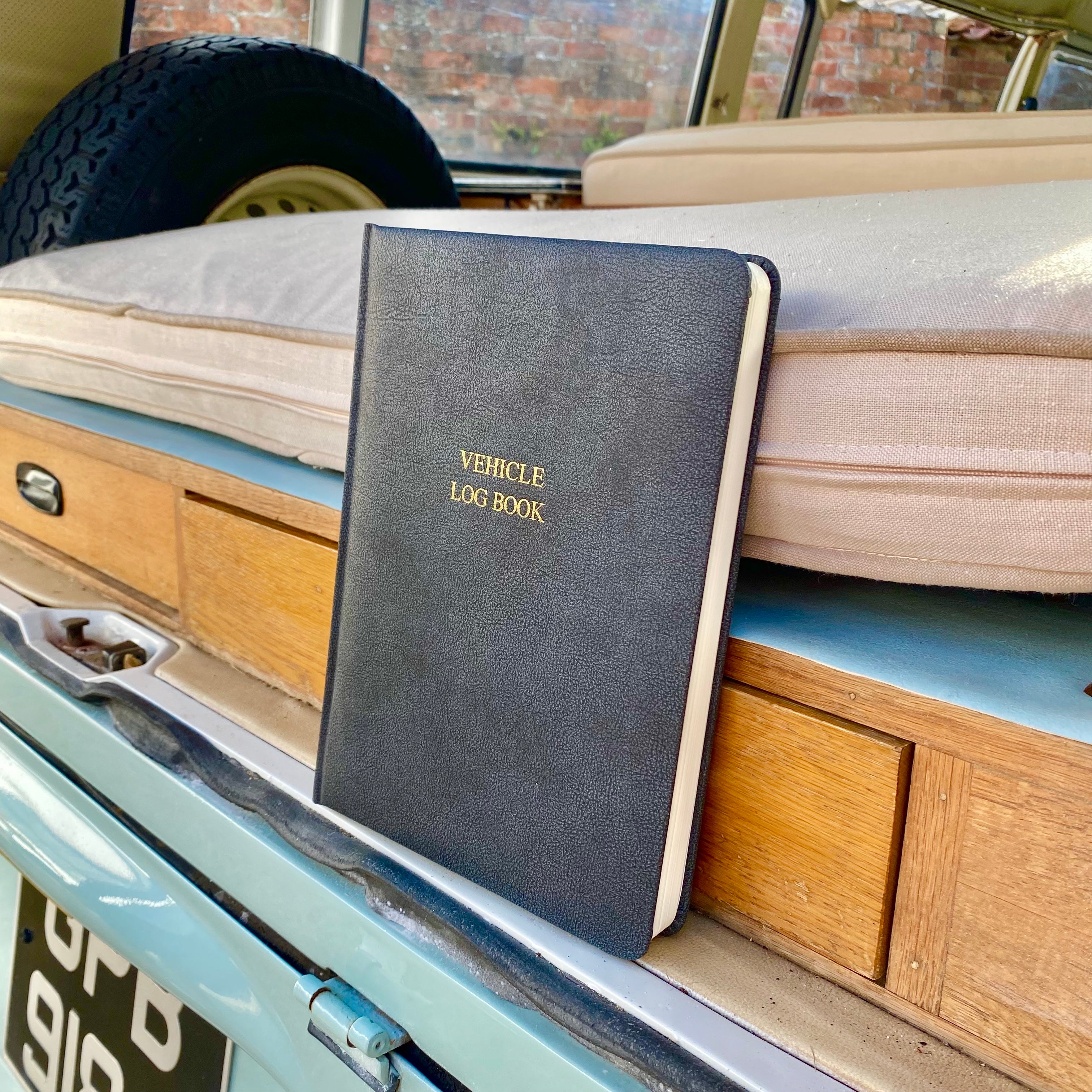 Leather Vehicle Log Book - Charcoal