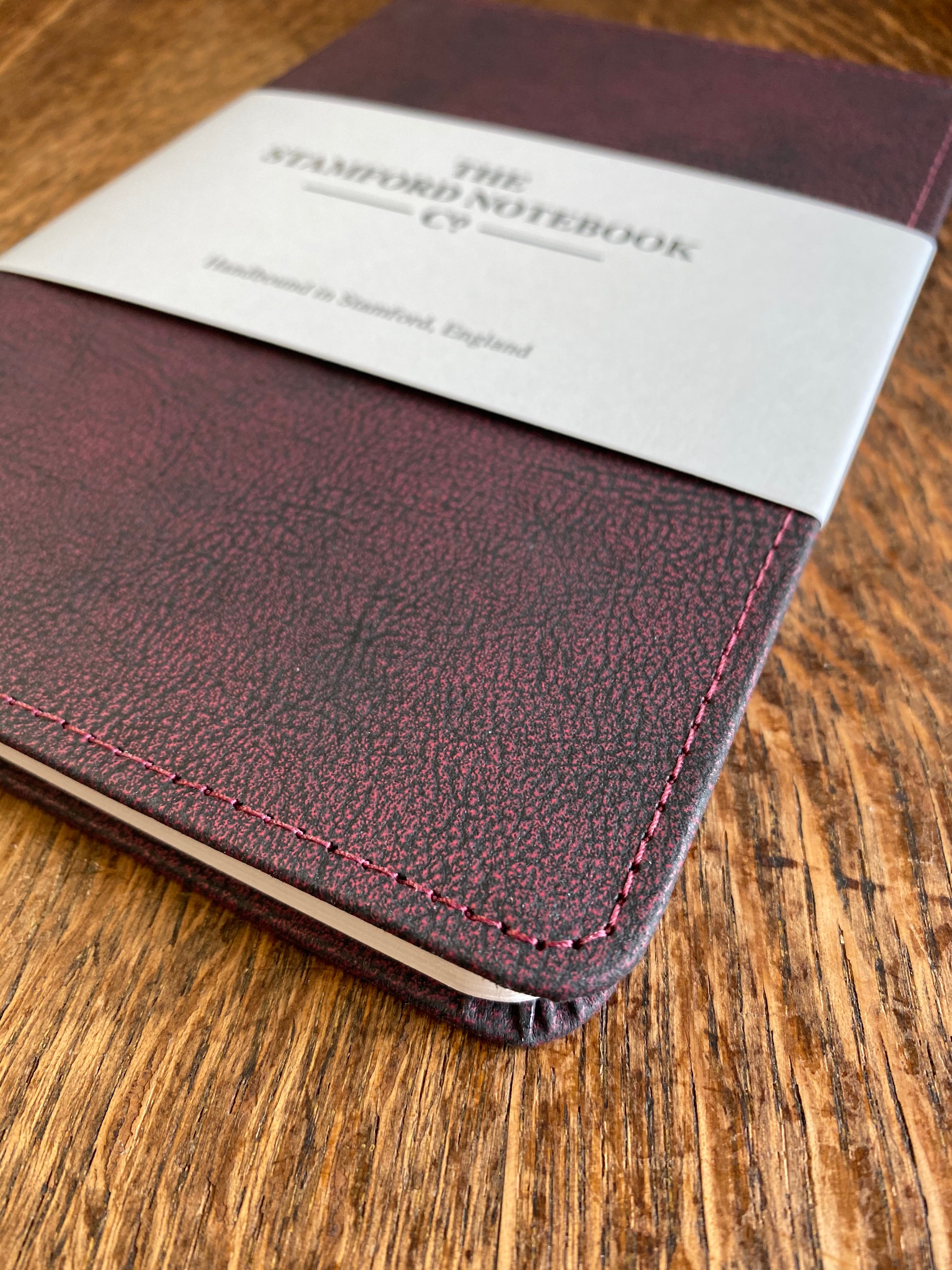 Stitched Vintage Recycled Leather Notebook plum