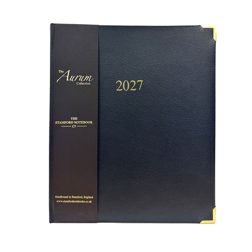 Aurum Leather Appointment desk diary 2027 in navy blue
