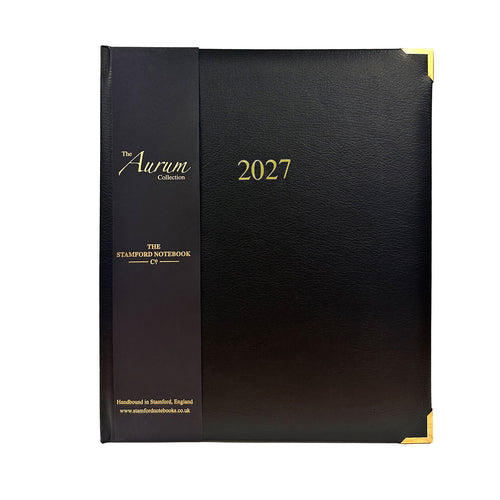 Aurum leather appointment desk diary 2027 in black
