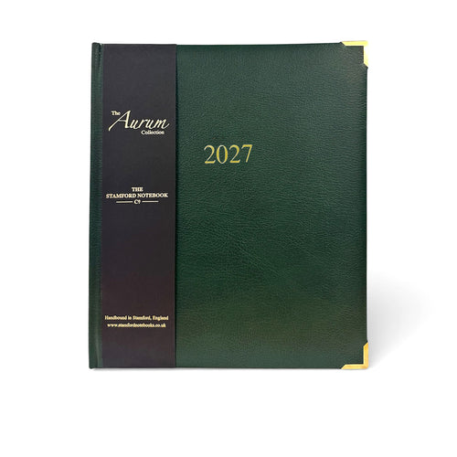Aurum leather appointment desk diary 2027 in green
