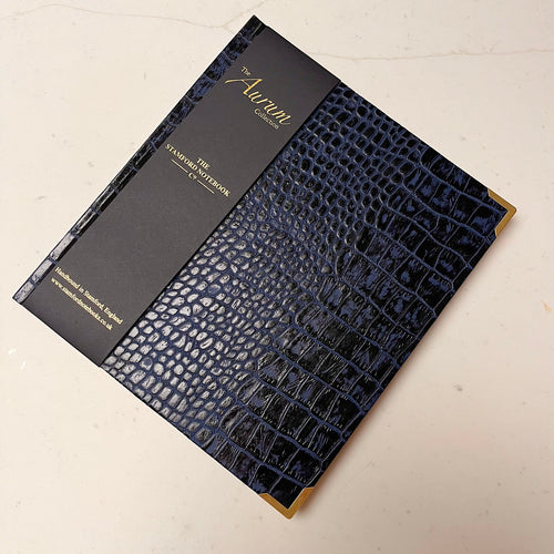 Aurum Croc Luxury Notebook in Midnight