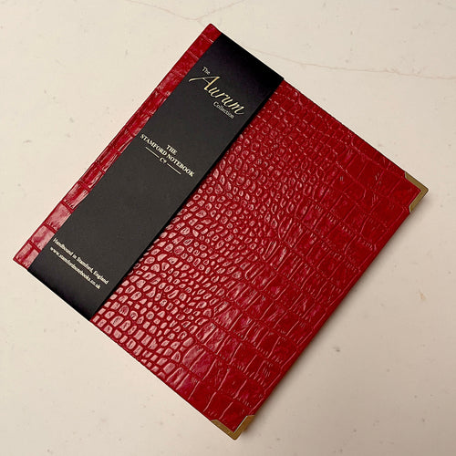 The Aurum Croc Luxury Notebook in scarlet