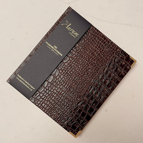 The Aurum Croc Notebook - Walnut