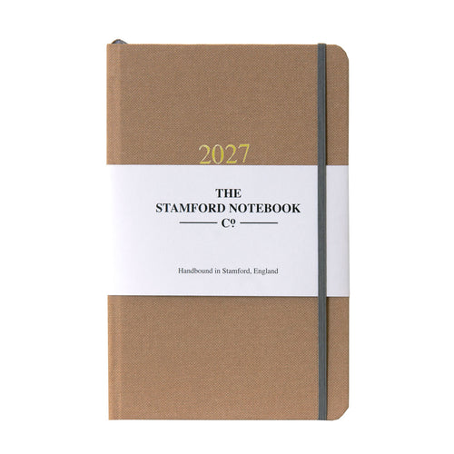 2027 natural canvas diary in caramel week to view and week to page