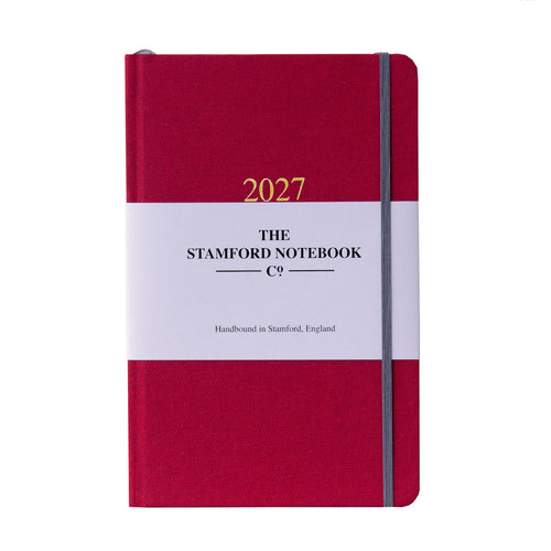 2027 natural canvas diary in cerise week to view and week to page