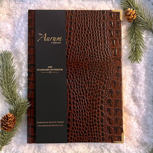 The Aurum Croc Leather Notebook Cognac