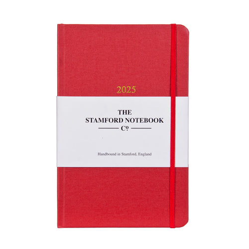 2025 Day to Page Buckram Diary - Red