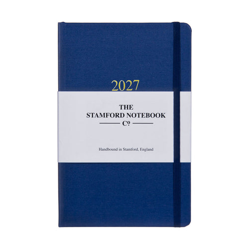 Buckram Diary classic blue 2027 week to view and week to page