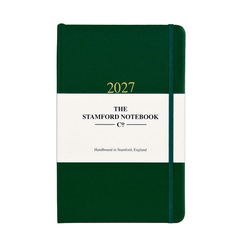 Buckram Diary green 2027 week to view and week to page