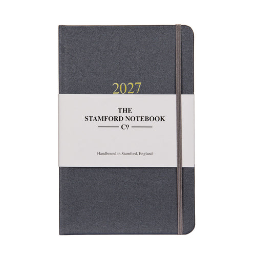 Buckram Diary pewter Metallic 2027 week to view and week to page
