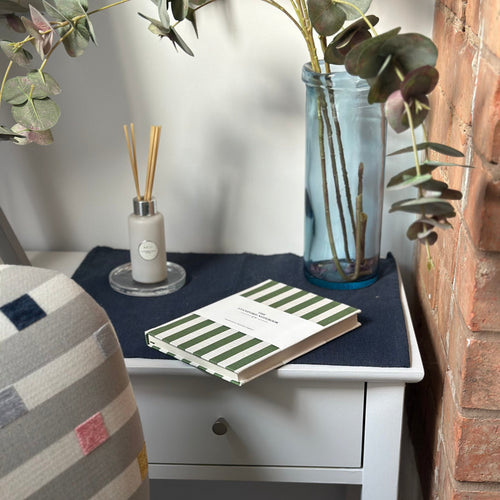 Resort printed bespoke stripe notebook in Olive