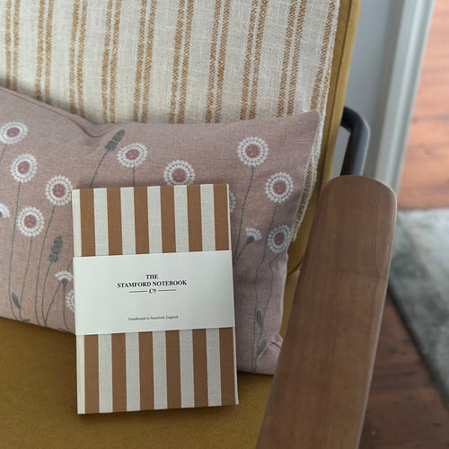 resort bespoke printed cloth stripe notebook in tan