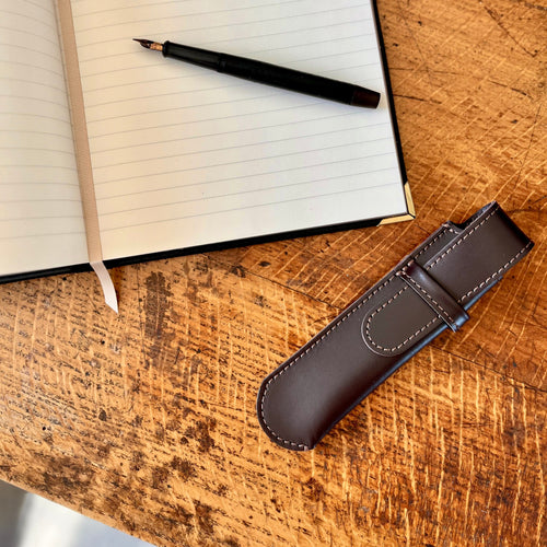 Leather Pen Holder Brown