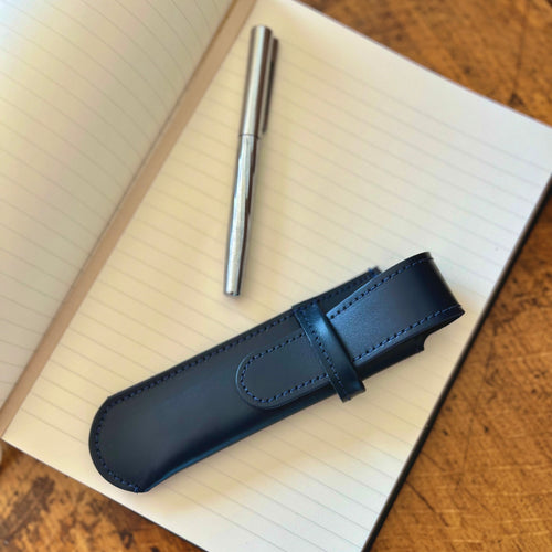 Italian Leather Pen Holder Navy