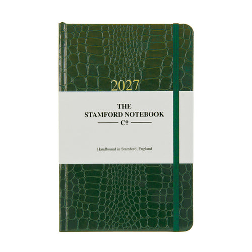 Mock croc 2027 diary in bottle green. Week to page and week to view