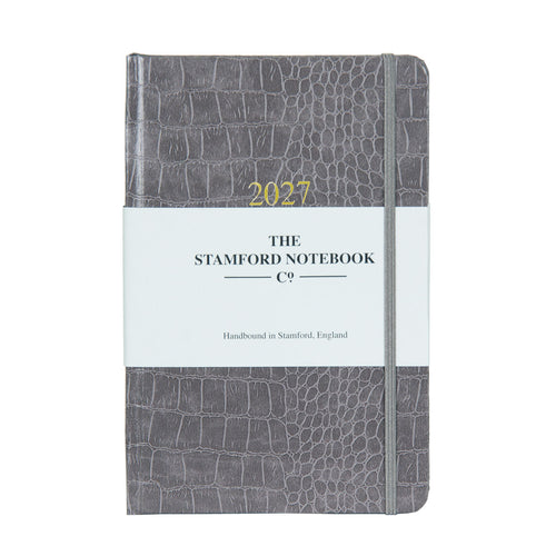 Mock croc 2027 diary in grey. Week to page and week to view