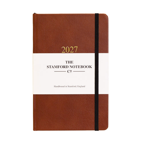 day to page recycled leather diary 2027 in mid brown