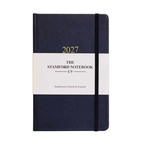 day to page leather diary 2027 in navy