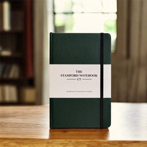 The Classic recycled leather notebook in dark green 